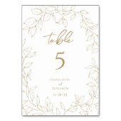 Classic Gold Greenery Mariage Numéro de table (Dos)