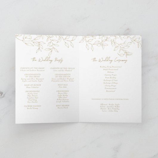 Classic Gold Greenery Mariage Programme plié (Intérieur)