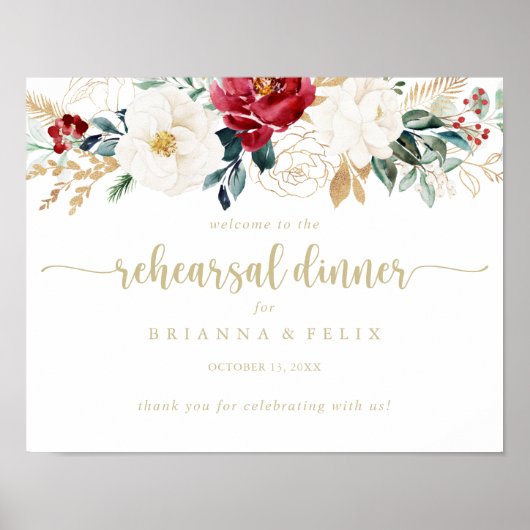 Classic Gold Horizontal Rehearsal Dinner Welkom Poster (Voorkant)