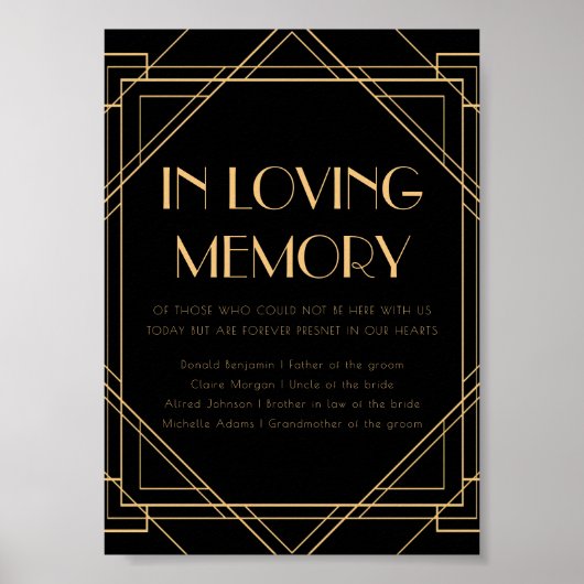 Classic Gold In liefdevolle herinnering Trouwbord Poster (Voorkant)