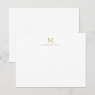 Classic Gold Modern Monogram Initiaal Note Kaart