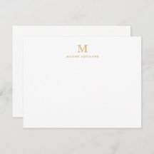 Classic Gold Moderne Monogramme Carte Note Initial