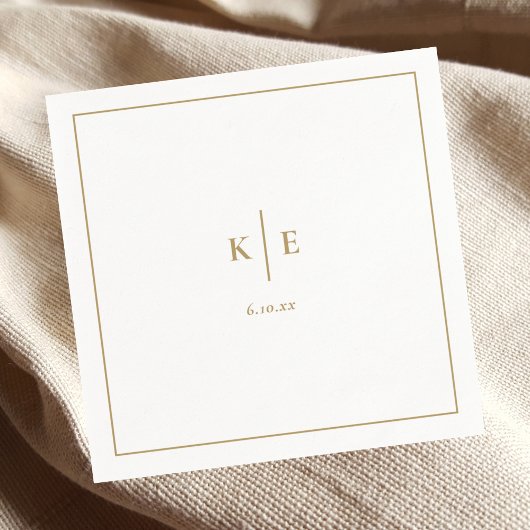 Classic Gold Monogram Wedding Napkins Servet