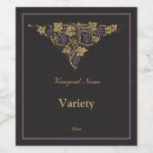 Classic Gold on Black Antique Wine Label Wijn Etiket (Enkel label)