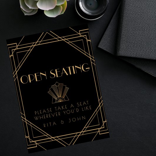 Classic Gold  Open Zitplaatsen Trouwbord Poster