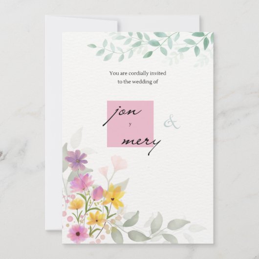 Classic Gold Script Wedding Invitation  trendup (Devant)