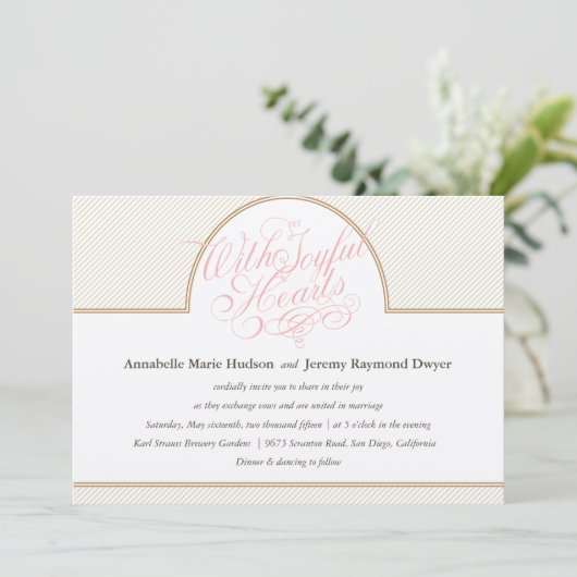 Classic Gold Stripes Faire-part de mariage (Debout devant)