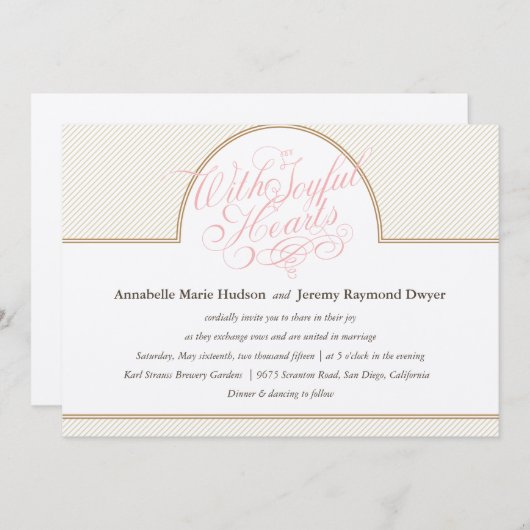 Classic Gold Stripes Faire-part de mariage (Devant / Derrière)