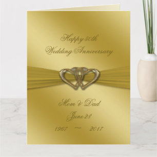 Classic Golden 50th Wedding Jubileum 8.5x11 Kaart