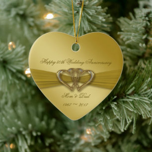 Classic Golden 50th Wedding Jubileum Ornament