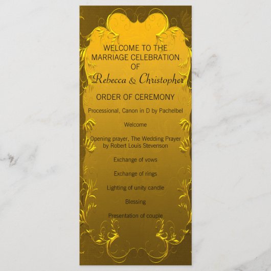 Classic Golden Elegance Wedding Programme (Devant)
