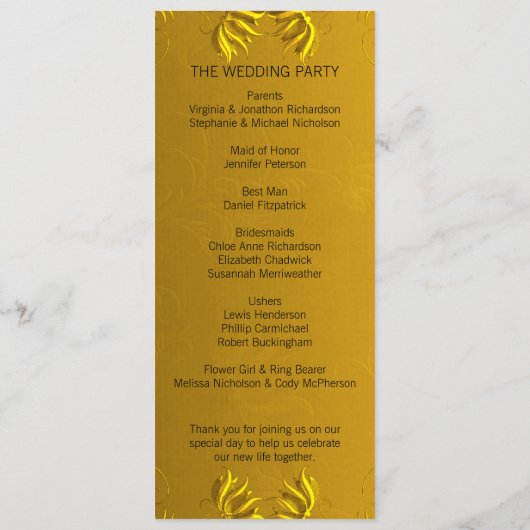 Classic Golden Elegance Wedding Programme (Dos)
