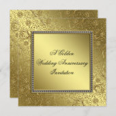 Classic Golden Mariage Anniversaire Carte d'invita (Devant / Derrière)