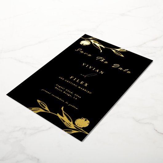 Classic Golden Mini bloemenbewaar de datum Kaart (Gedraaid)