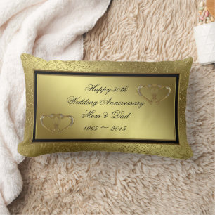 Classic Golden Wedding Jubileum Lumbar Pillow Kussen