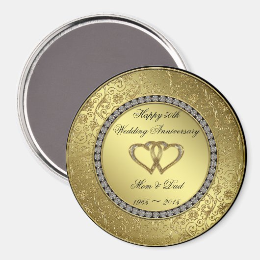 Classic Golden Wedding Jubileum Magnet Magneet (Voorkant / Achterkant)