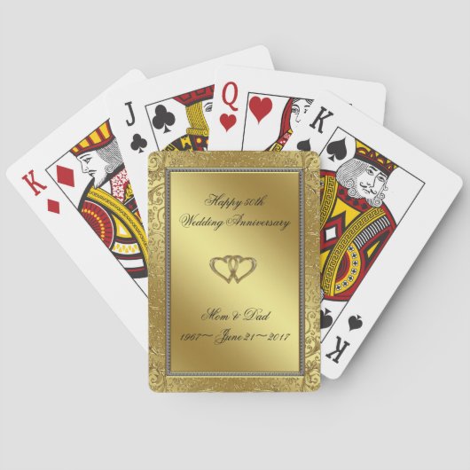 Classic Golden Wedding Jubileum Pokerkaarten (Achterkant)
