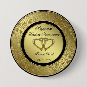 Classic Golden Wedding Jubileum Round Button