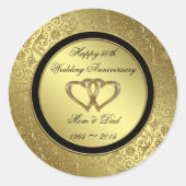 Classic Golden Wedding Jubileum Round Sticker (Voorkant)