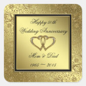 Classic Golden Wedding Jubileum Square Sticker (Voorkant)