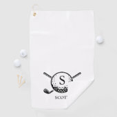 Classic Golf Clubs Monogram Name Black White Golfhanddoek (Insitu)