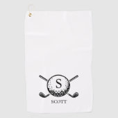 Classic Golf Clubs Monogram Name Black White Golfhanddoek (Voorkant)