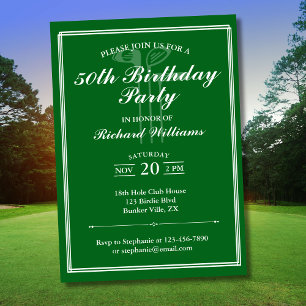 Classic Golf Theme Groen Wit 50ste Verjaardag Kaart