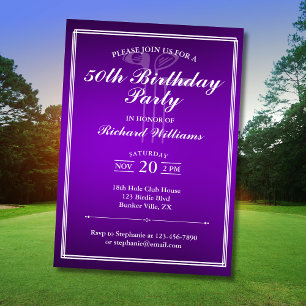 Classic golfthema Paarse witte 50e verjaardag Kaart