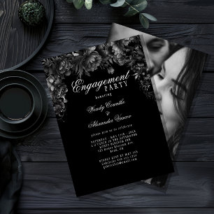 Classic Gothic Black Engagement Party Foto Kaart