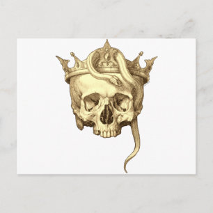 Classic gothic Skull en Snake Crown Monotone Briefkaart