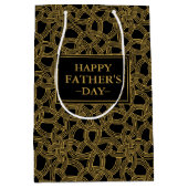 Classic Goud en Zwart Patroon Vaderdag Medium Cadeauzakje (Voorkant)