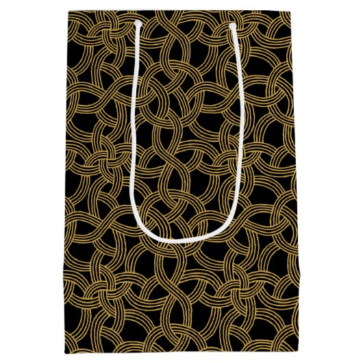 Classic Goud en Zwart Patroon Vaderdag Medium Cadeauzakje (Achterkant)