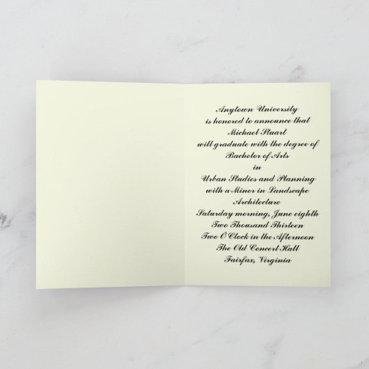 Classic Graduation Faire-part 5x7 (Intérieur)
