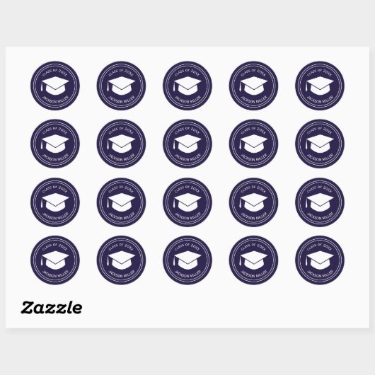 Classic Gradup Deep Blue Afstuderen Ronde Sticker (Vel)