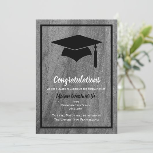 Classic Granite Afstuderen aankondiging (Staand voorkant)