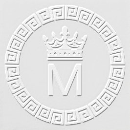 Classic Greek Key S ingelijst Initiaal Crown Monog