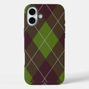 Classic Green Argyle Pattern iPhone 16 Plus Hoesje