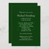 Classic Green Bar Mitzvah Invitation (Devant / Derrière)