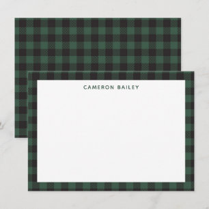 Classic Green Black Buffalo Tartan Persoonlijk Notitiekaartje