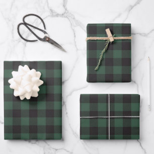 Classic Green Black Buffalo Tartan Vintage Inpakpapier Vel