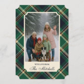 Classic Green Blue Yellow Plaid Pattern Holiday Feestdagenkaart (Voorkant)