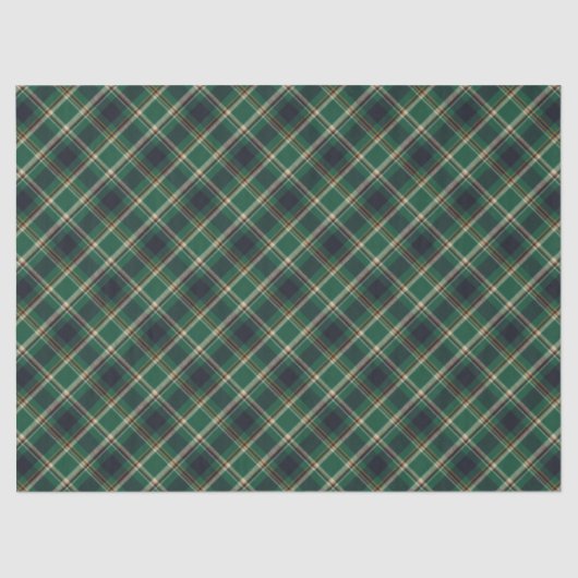 Classic Green Blue Yellow Plaid Pattern Holiday Tissuepapier (Voorkant)