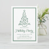 Classic Green Border Christmas Tree Holiday Party Kaart (Staand voorkant)
