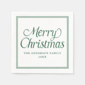 Classic Green Border Merry Christmas Servet (Voorkant)