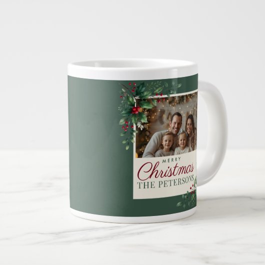 Classic Green Botanical Photo Christmas Mug (Devant droit)