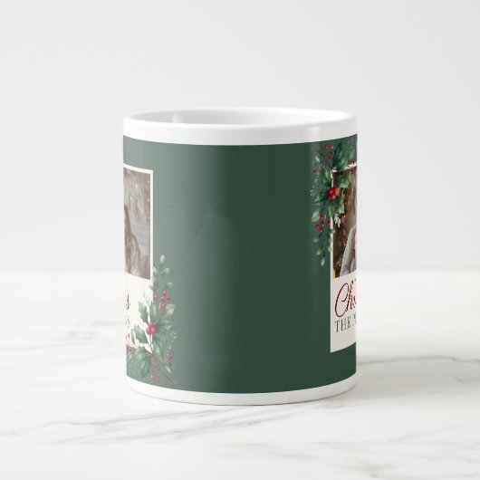 Classic Green Botanical Photo Christmas Mug (Devant)