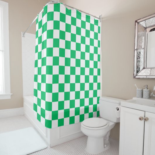 Classic green checkered  douchegordijn (In situ)