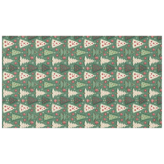 Classic Green Christmas Tree Pattern Holiday Tafelkleed (Voorkant (Horizontaal))