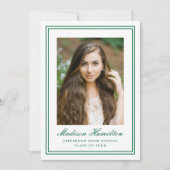Classic Green Double Border Frame Photo Graduation Kaart (Voorkant)