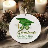 Classic Green en Gold Afstuderen Keramisch Ornament